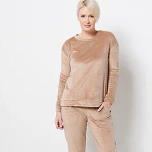 Koolabura By UGG Caramel Brown Luxe Velour Crewneck Sweater Jumper, Size L